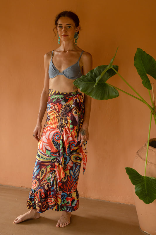 Vintage Paisley Ruffle Skirt