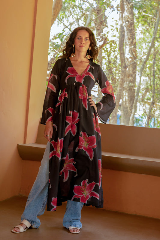 Hawaiian Hibiscus Tunic Slit Top
