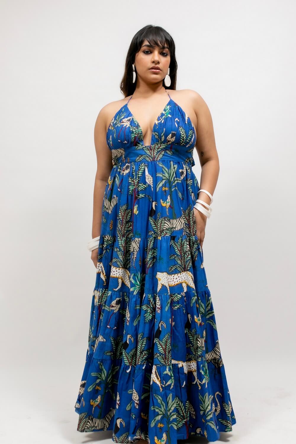 Baiana Dress - Wildlife Azul Baiana Dress - Wildlife Azul