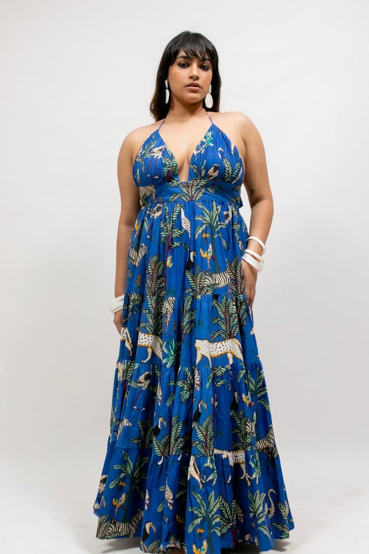 Baiana Dress - Wildlife Azul