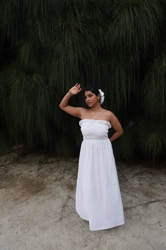 Bruna Smocked Dress – Coconut White