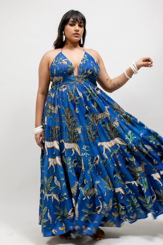 Baiana Dress - Wildlife Azul
