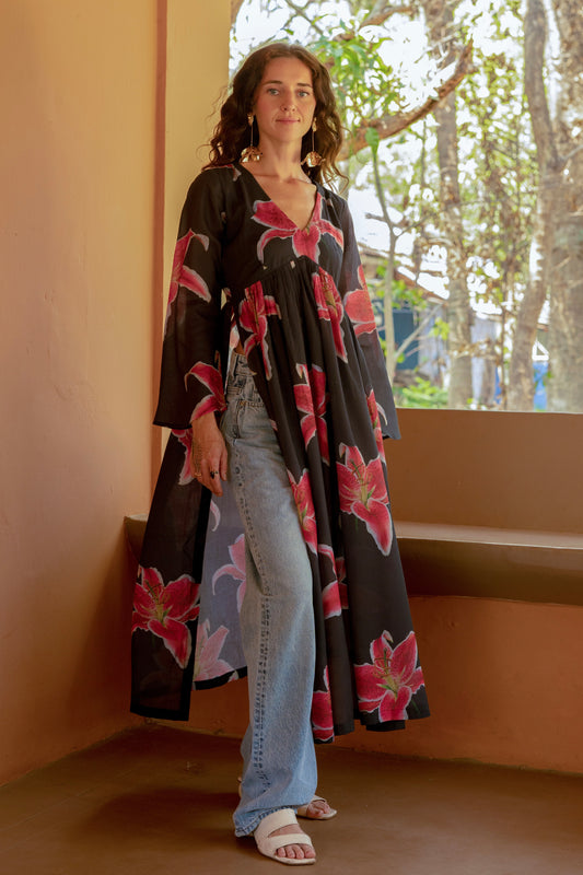 Hawaiian Hibiscus Tunic Slit Top