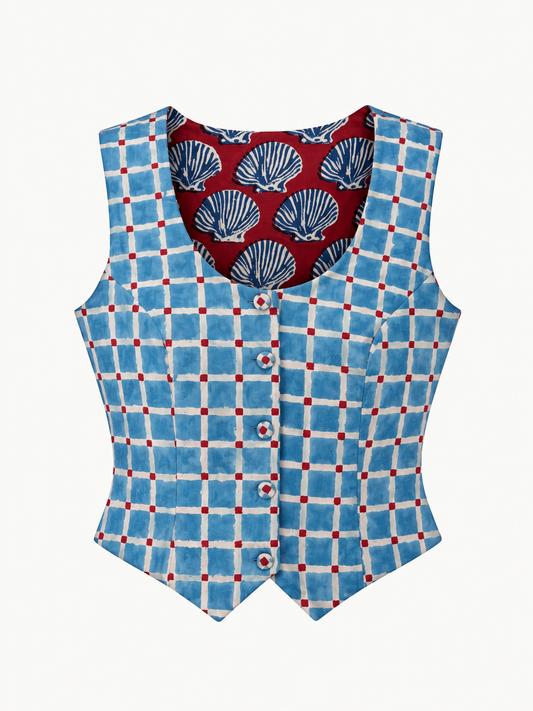 Reversible Vest- Barca x Geométrica print