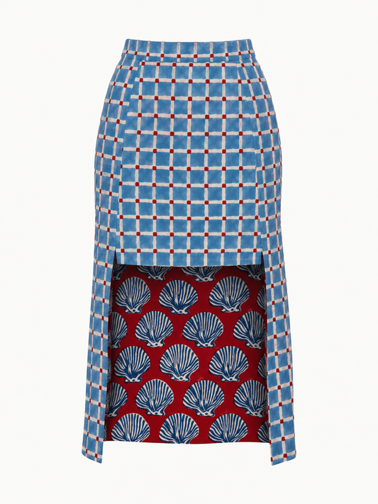 Reversible Bias Skirt - Barca x Geométrica Print