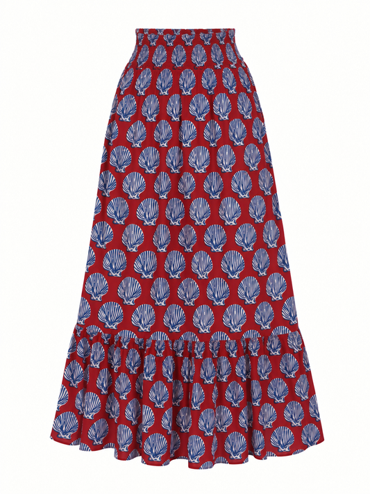 Smocked Waist Skirt - Barca Print
