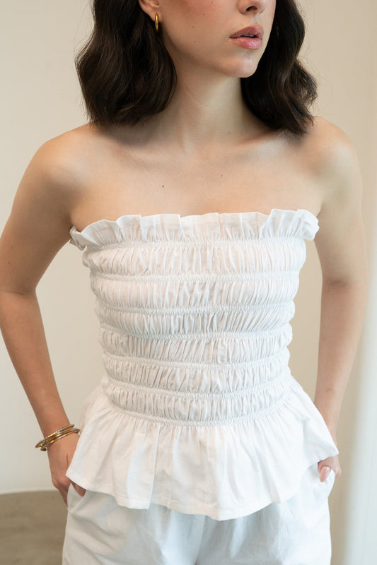 Rio Smock Tube Top - White