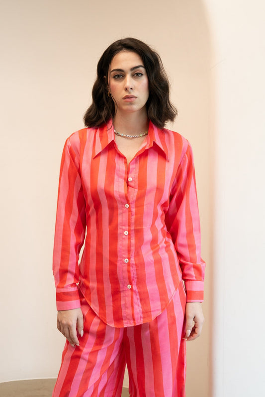 Tie-Back Shirt - Gina Stripes