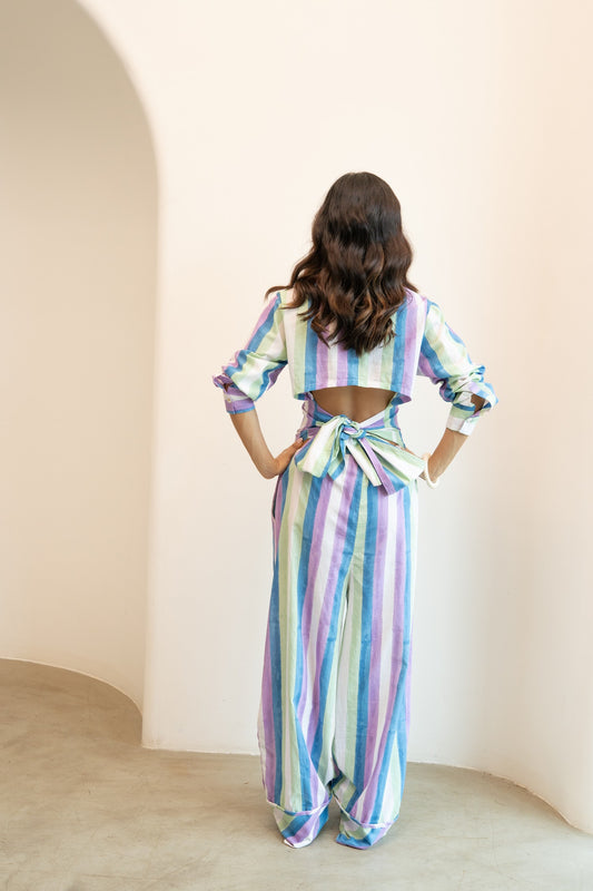 São Drawstring Pants - Gaia Stripes