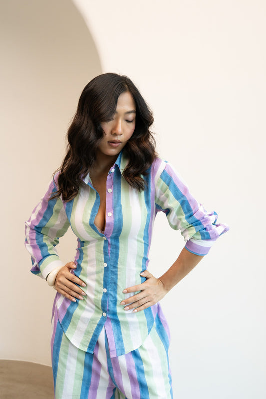 Tie-Back Shirt - Gaia Stripes
