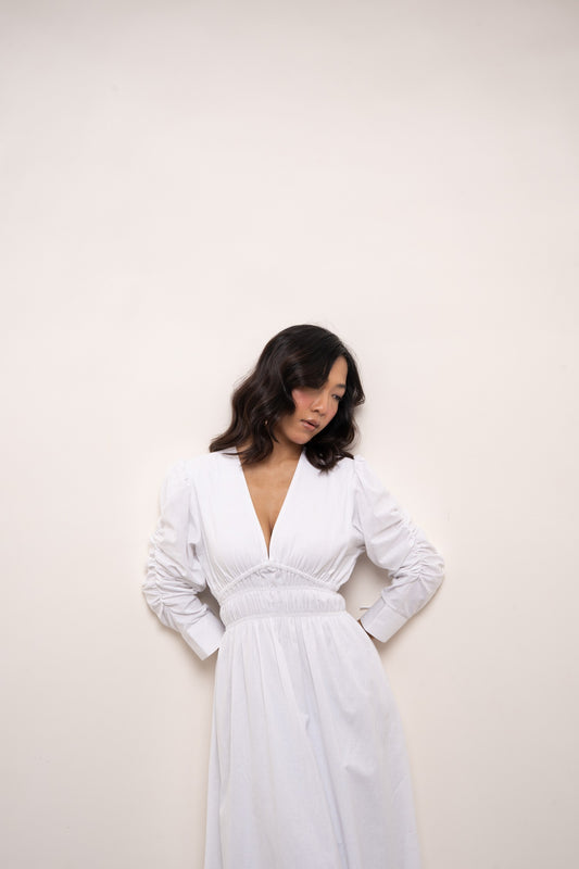 Gianna Waist Cinch Dress - White