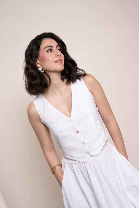 Bias Vest - Coconut White