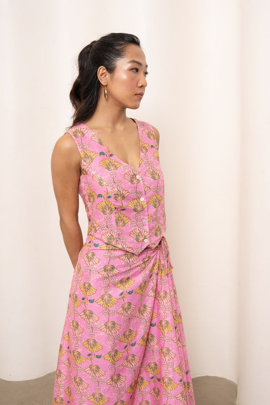 Bias Vest - Pink Motif
