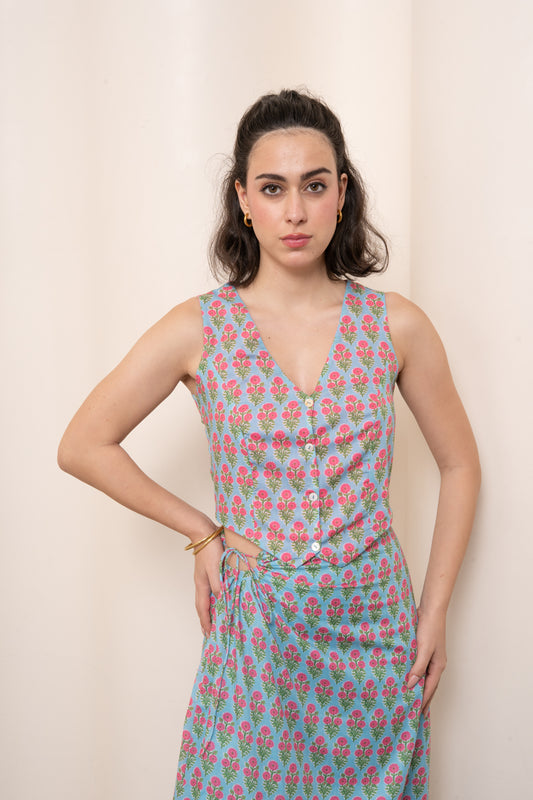 Bias vest - Blue Motif