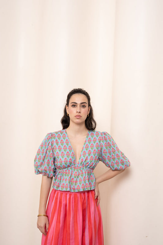 Amy Top - Blue Motif