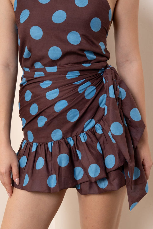 Mini ruffle skirt - Blue polka