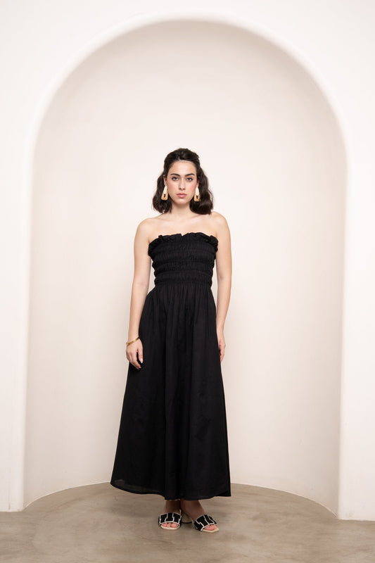 Bruna Smock Dress - Charcoal Black