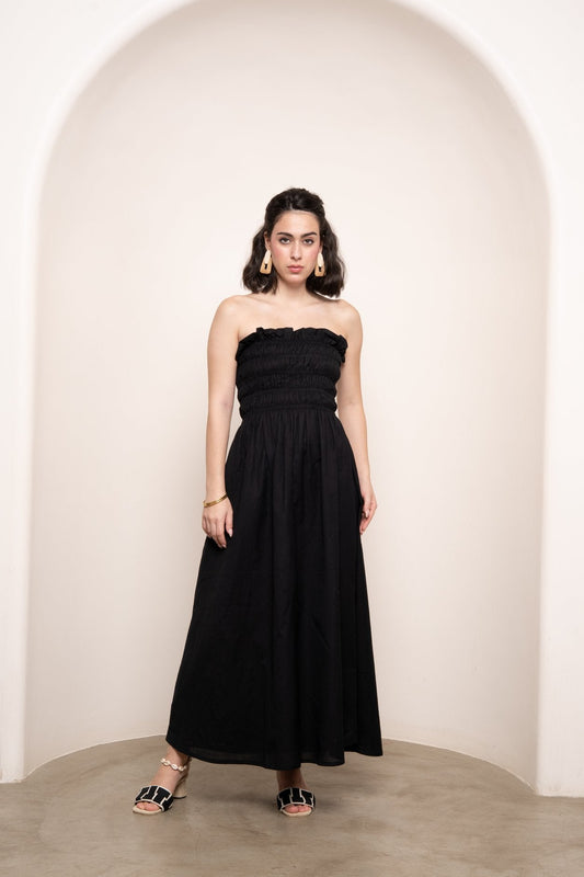 Bruna Smock Dress - Charcoal Black