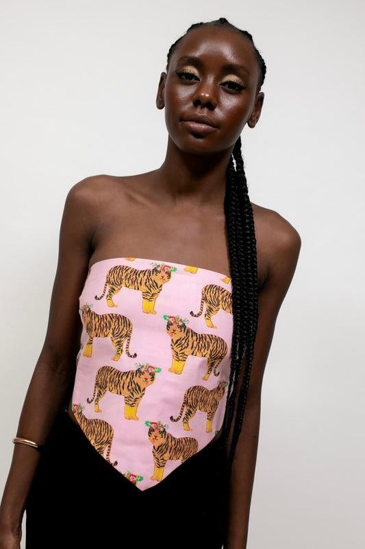 TIGER PRINT HANKY TOP