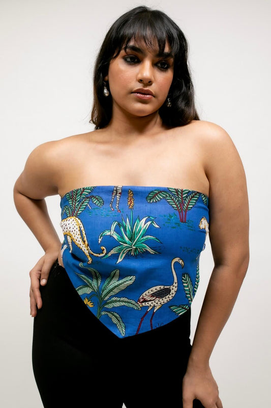 WILDLIFE HANKY TOP IN BLUE