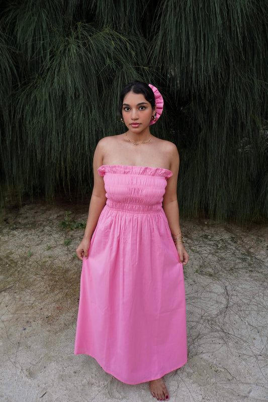 Bruna Smocked Dress – Classic Pink