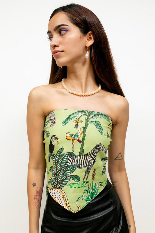 WILDLIFE HANKY TOP IN GREEN