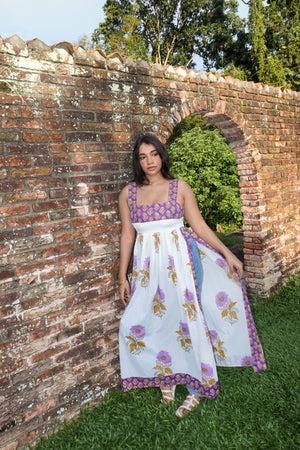 Tunic Slit Top - Purple Motif