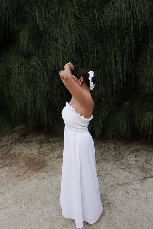 Bruna Smocked Dress – Coconut White