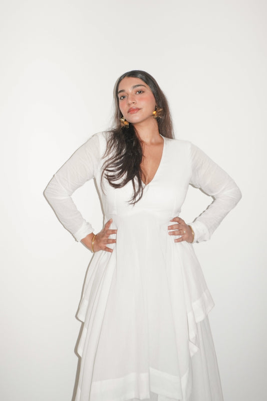 Nichii Layered Tunic Top - Soft White