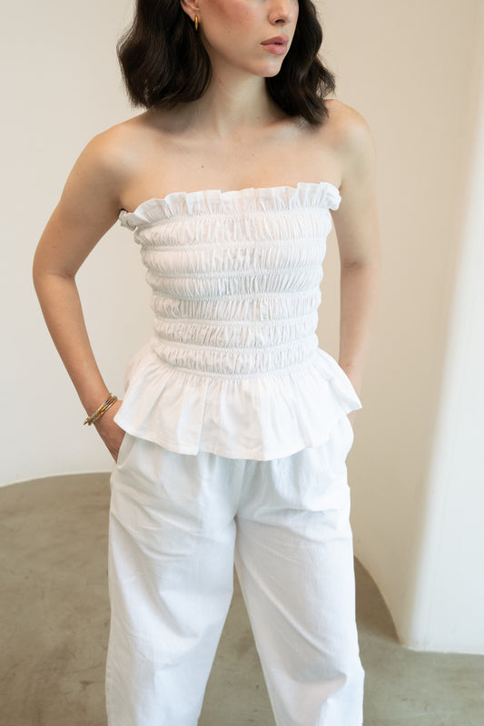 Rio Smock Tube Top - White