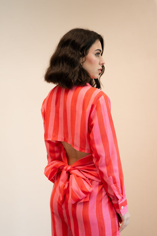 Tie-Back Shirt - Gina Stripes