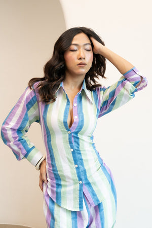 Tie-Back Shirt - Gaia Stripes