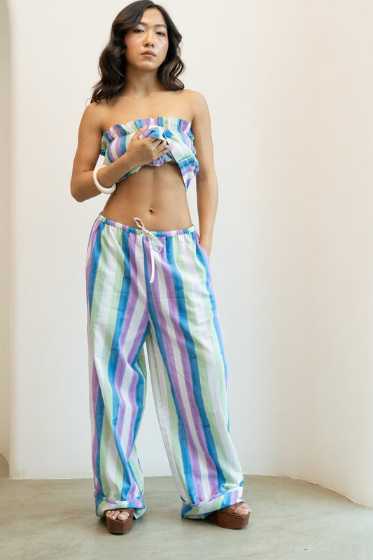 São Drawstring Pants - Gaia Stripes