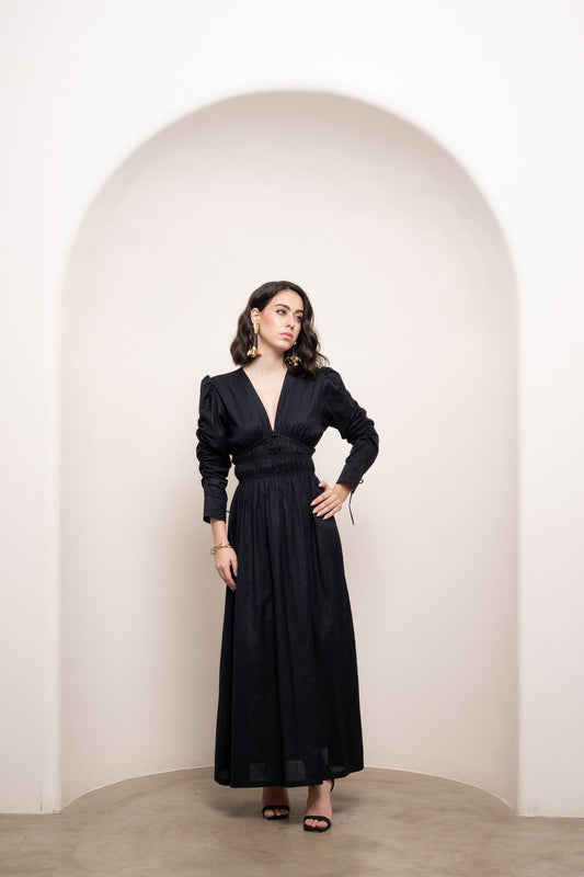 Gianna Waist Cinch Dress - Black