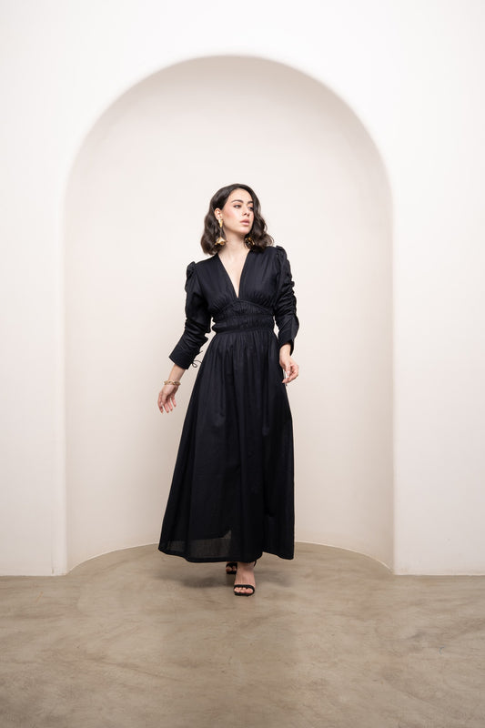 Gianna Waist Cinch Dress - Black