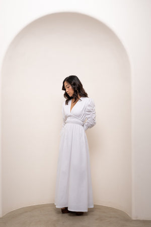 Gianna Waist Cinch Dress - White