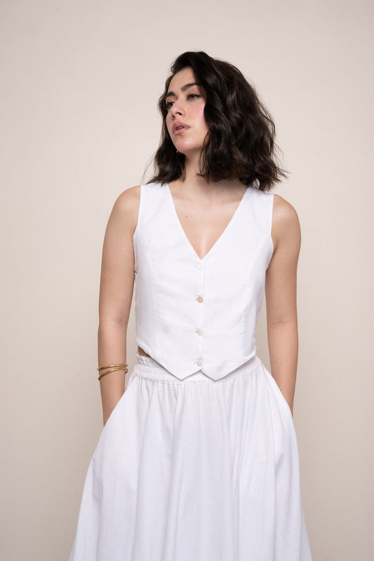 Bias Vest - Coconut White