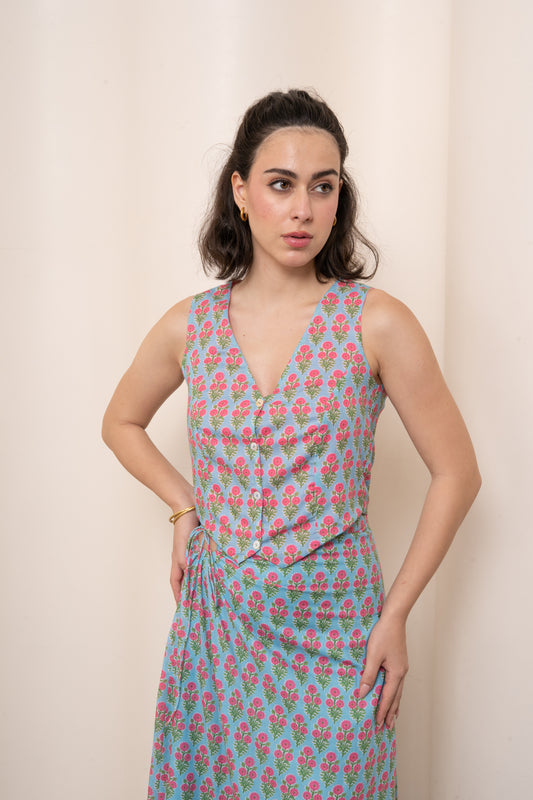 Bias vest - Blue Motif