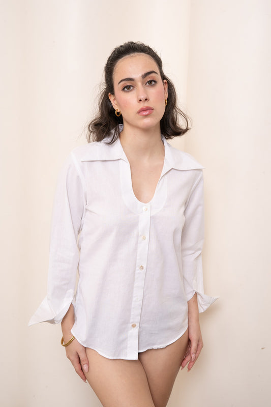 Giovanna U-Neck Shirt - Coconut White