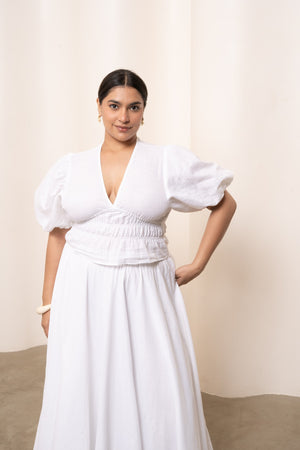 Gianna Waist Cinch Top - Coconut White