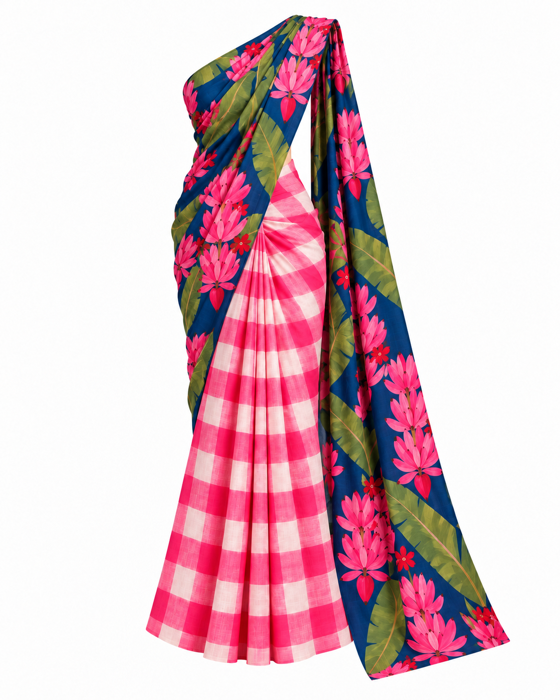 Rosa Saree - Mix & Mix Print, saree-only product view